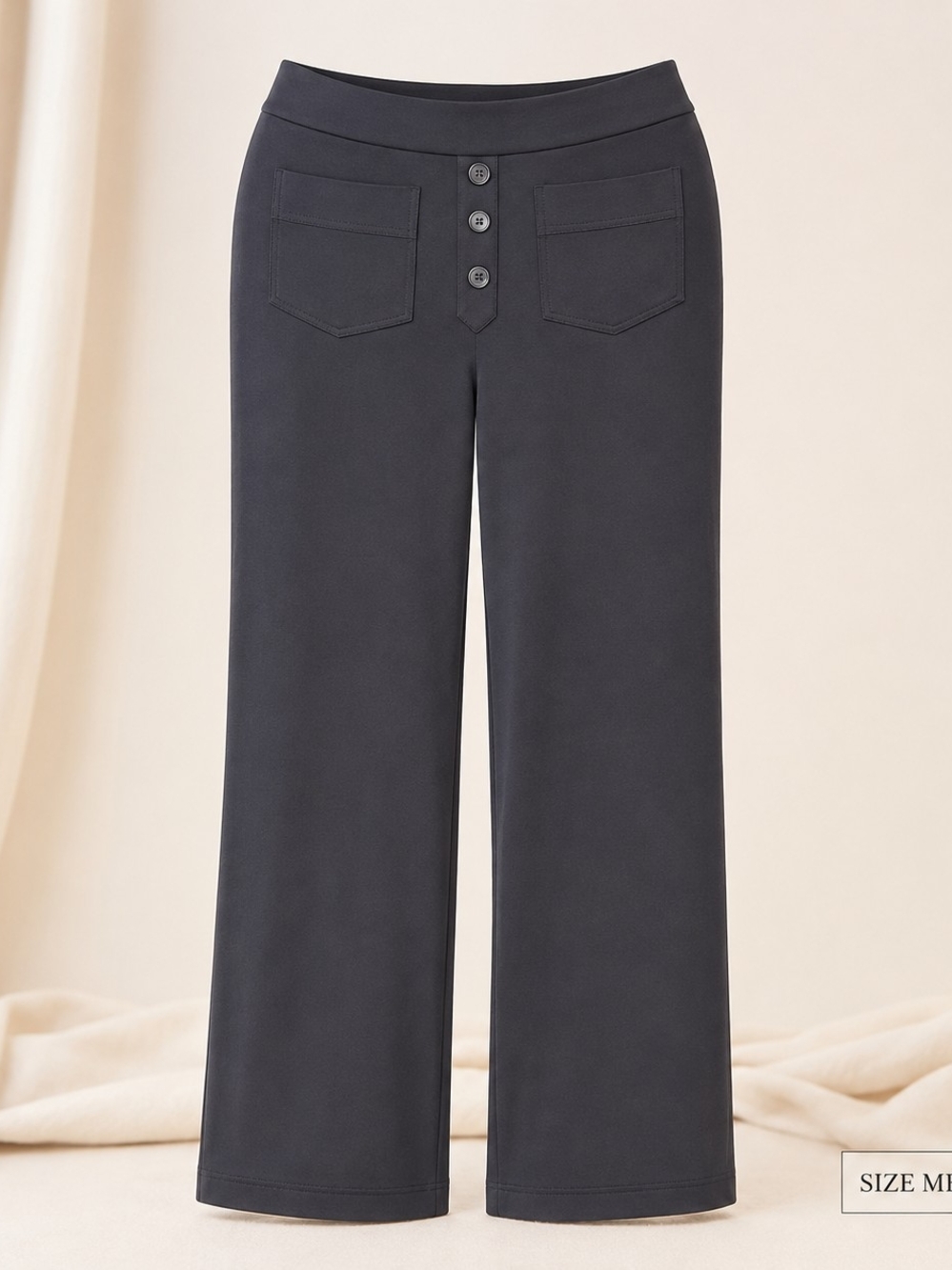 HALARA Black Straight-Leg Ponte Pants with Front Patch Pockets